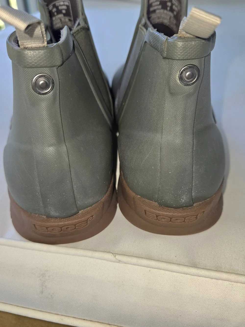 ​Bogs Sweet Pea Waterproof Rain Boot Olive Green Slip On Chelsea Ankle Boot Sz 8